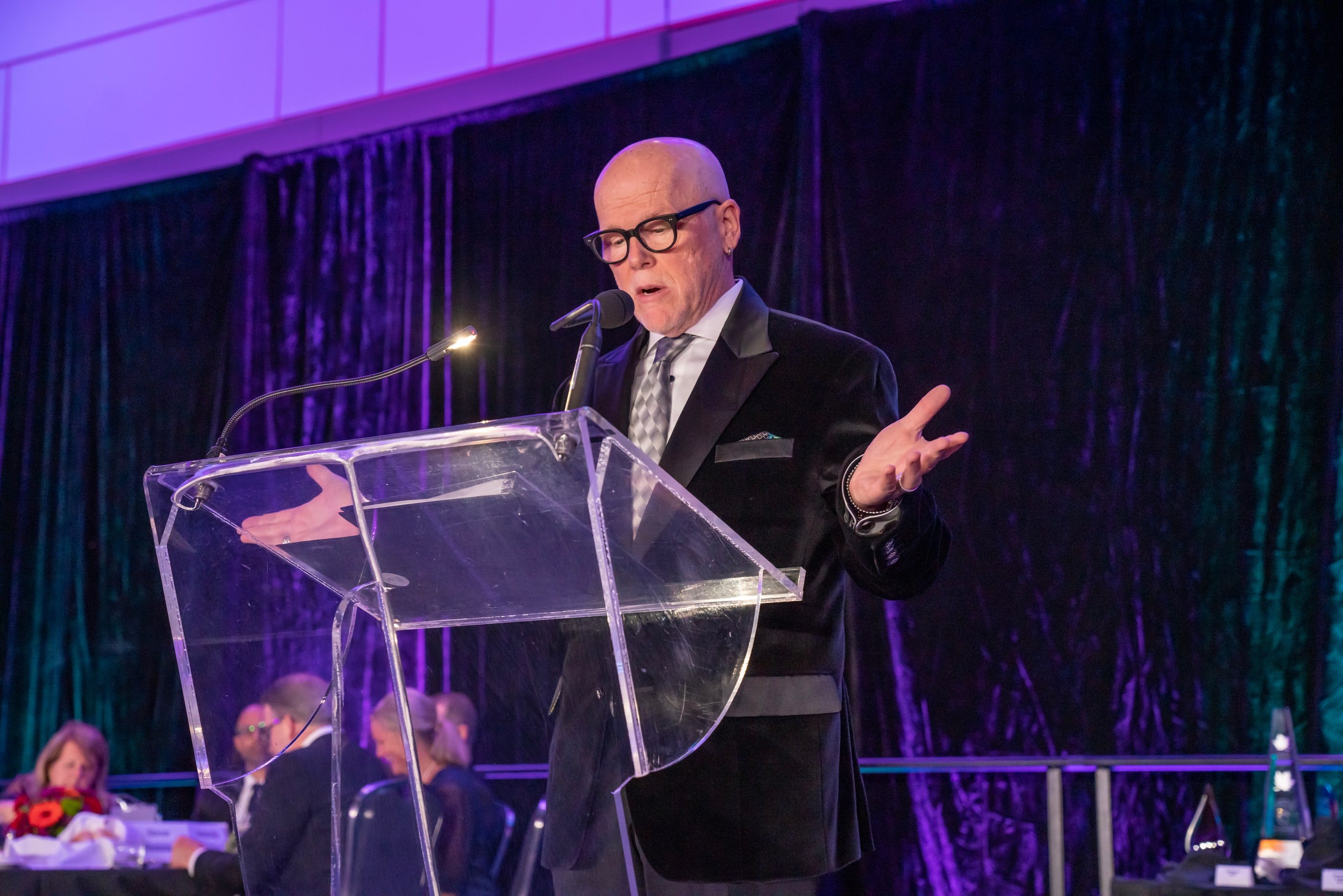 Keynote speaker photographed at an evening event in London, Ontario
