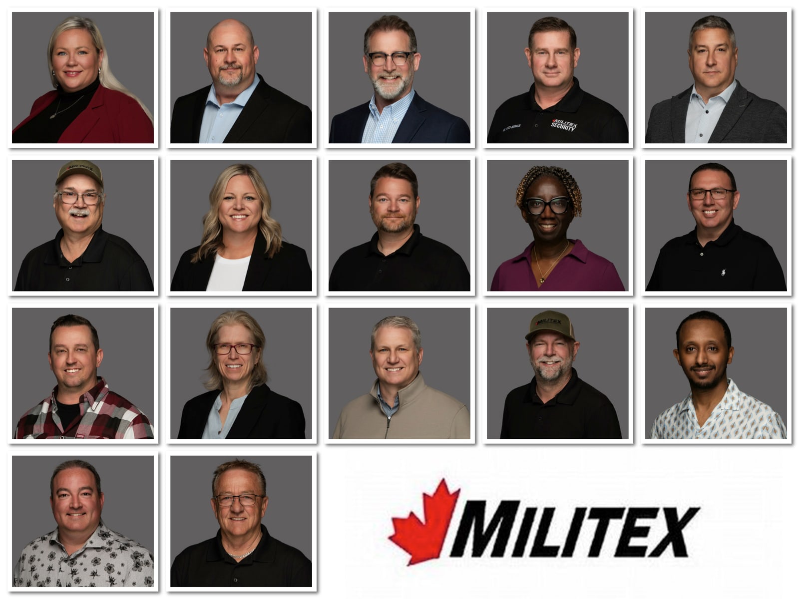 Team headshots photographed for Militex